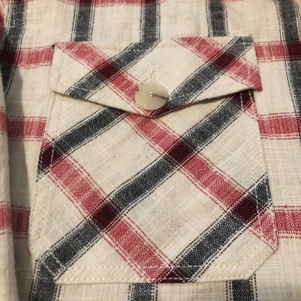 Zara Italian Fabric Oversized Shirt Jacket in Cream/Red Plaid Size L - Picture 3 of 5